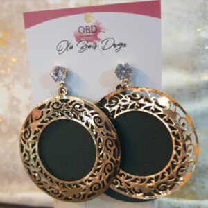 Green & Gold Round Earrings