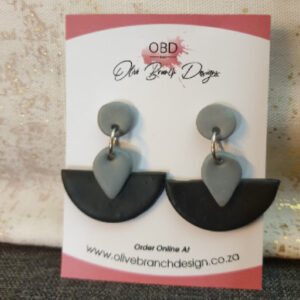 Polymer Black & Grey Clay Earrings