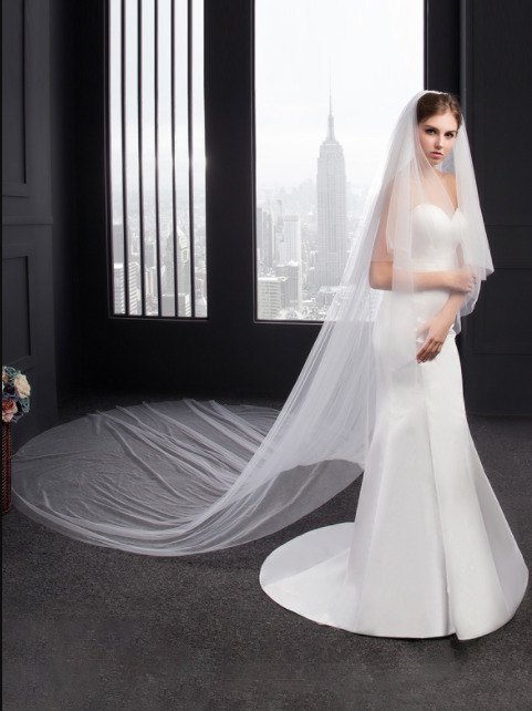 Cathedral Length Veil - Plain Cut Edge