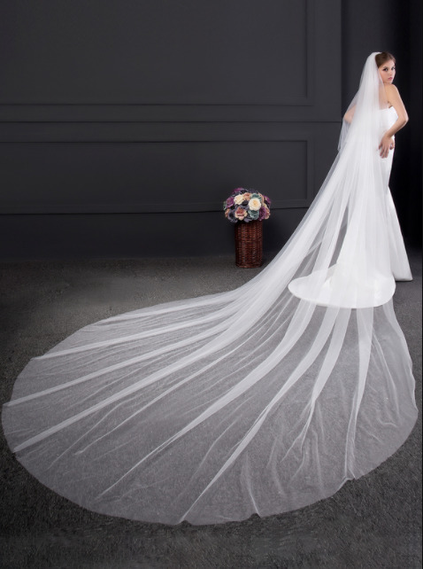 Cathedral Length Veil - Plain Cut Edge - Image 3