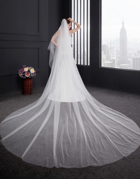 Cathedral Length Veil - Plain Cut Edge - Image 2