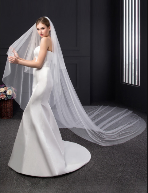 Cathedral Length Veil - Plain Cut Edge - Image 4