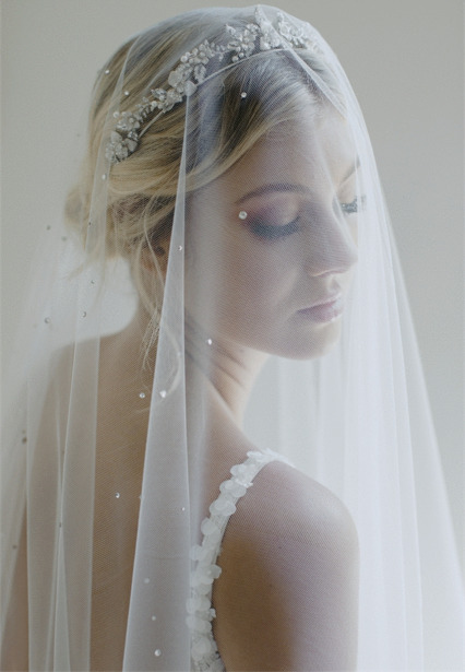 Crystal Beaded Cathedral Length Veil - Two Tier