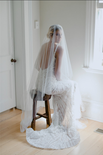 Crystal Beaded Cathedral Length Veil - Two Tier - Image 2