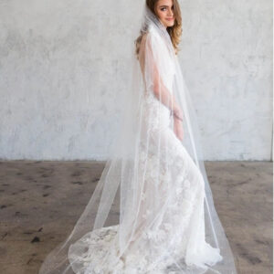 Chapel Length Pearl Beaded Veil - Two Tier