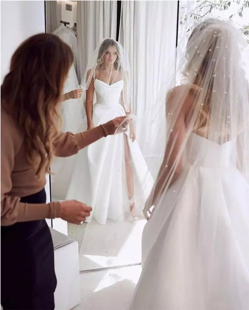 Cathedral Length Pearl Beaded Veil - Two Tier