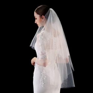 Hip Length Veil - Plain Cut Edge