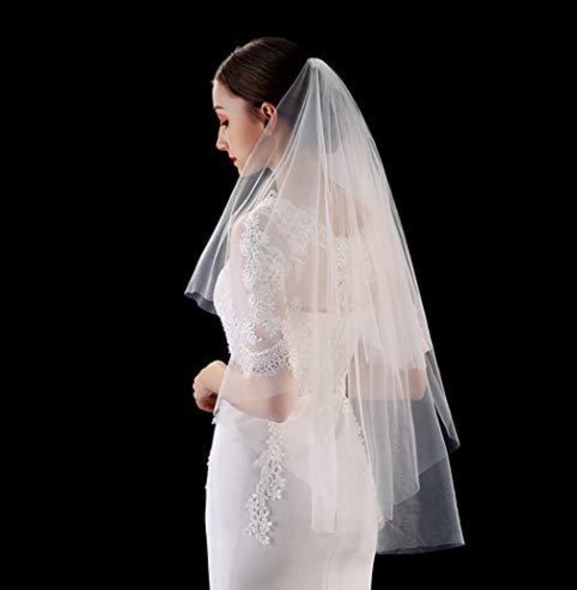 Hip Length Veil - Plain Cut Edge