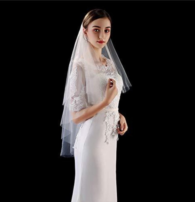 Hip Length Veil - Plain Cut Edge - Image 2