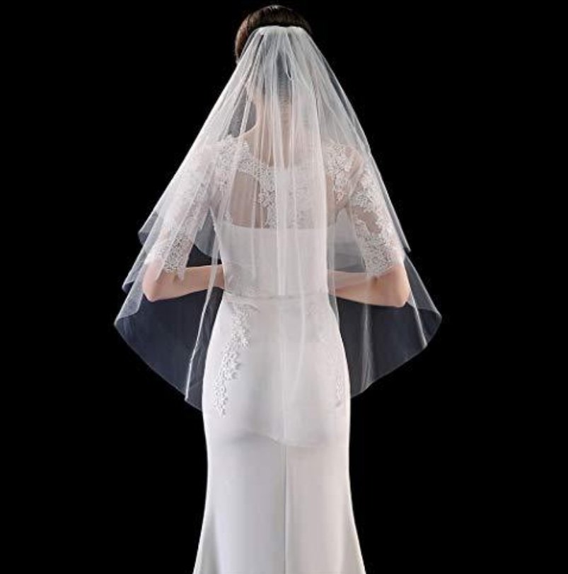 Hip Length Veil - Plain Cut Edge - Image 3