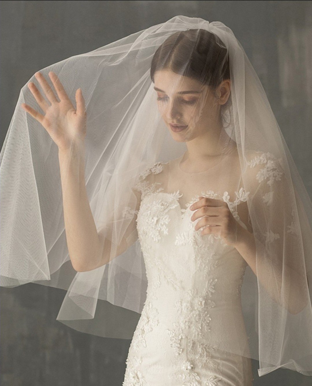 Waist Length Veil - Plain Cut Edge - Image 3
