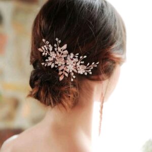 Bead and Flower Decor Hairpin Rosegold)