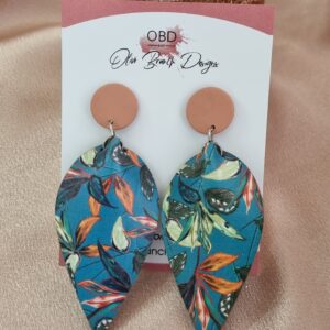 Teal Clay & Leather Earrings