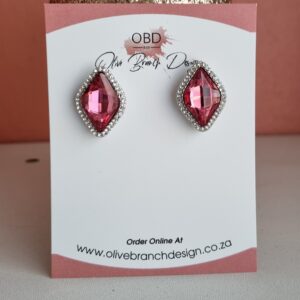 Pink Diamante Studs (Clip ons)