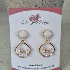 Flower Decor White dangle Earrings