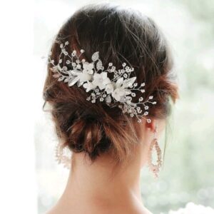 Bridal Flower and Rhinestone Decor Hair Comb