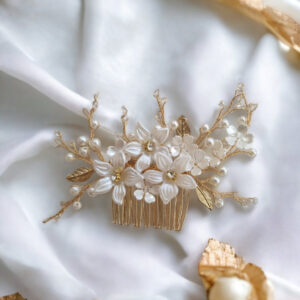Bridal Gold Flower Decor Hair Comb