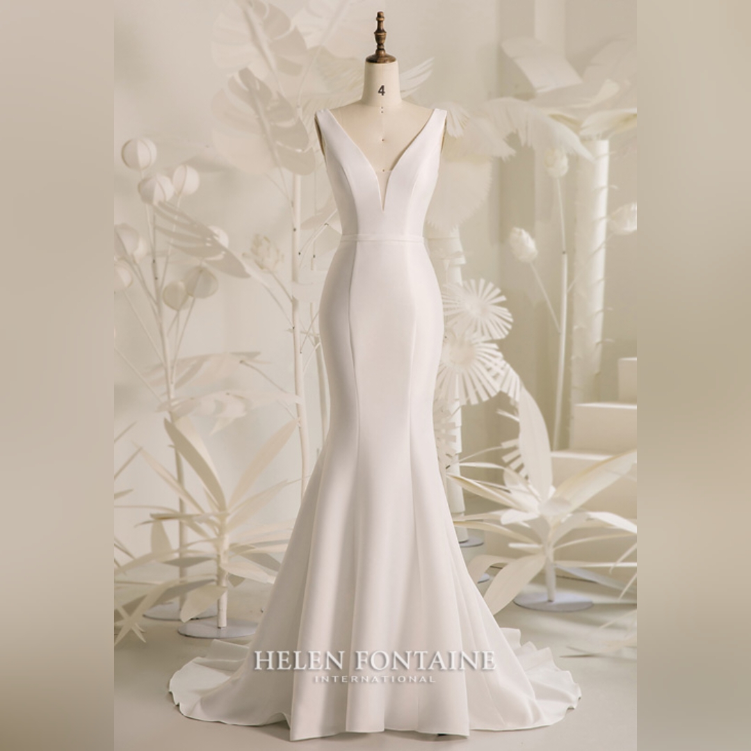 MERMAID WEDDING DRESS WITH DETACHABLE BOWKNOT