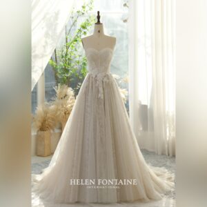 CORSET-STYLE BODICE WITH EXQUISITE FLORAL APPLIQUES, WITH ALL-OVER GLITTER PRINTED TULLE UNDERNEATH