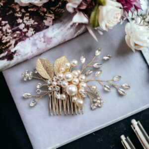 Gold Pearly Hair Comb