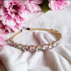 Bridal Rhinestone Headband - Pink, Gold & Silver