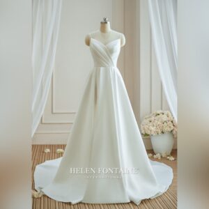 A-LINE WEDDING GOWN WITH PLEATED BODICE AND ILLUSION SIDE CUT-OUTS