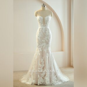 BRIDAL MERMAID WEDDING DRESS WITH CORSET BODICE AND DETACHABLE SLEEVES