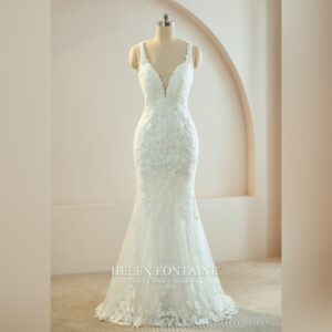 BEADED LACE LOW BACK MERMAID WEDDING DRESS