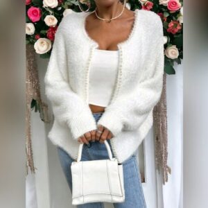 Pearl Beaded Cardigan - White