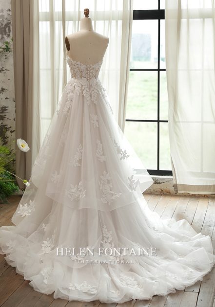A-LINE WEDDING DRESS WITH FLOUNCE SKIRT AND 3D FLOWERS - Image 3