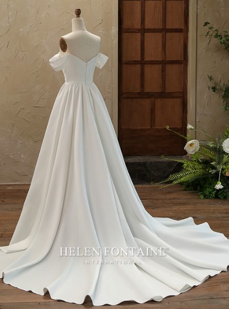 BALL GOWN WITH PLEATED BODICE AND OFF-THE-SHOULDER STRAPS - Image 2