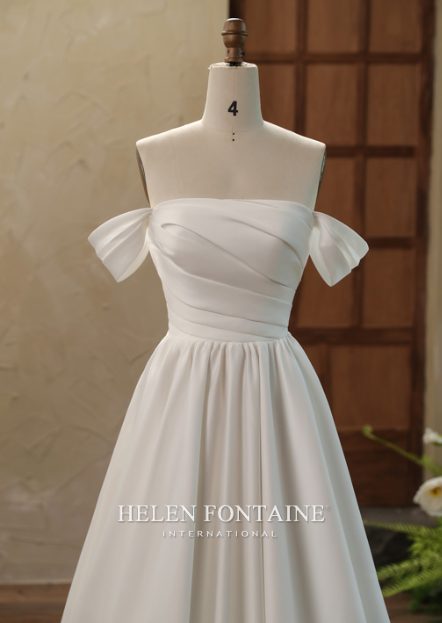 BALL GOWN WITH PLEATED BODICE AND OFF-THE-SHOULDER STRAPS - Image 3