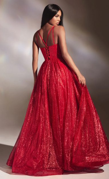 Corset-Back Long Glitter Ball Gown - Image 3