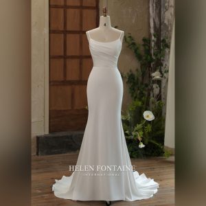 BRIDAL DRESS WITH DRAPED OVERLAY ACROSS THE BACK