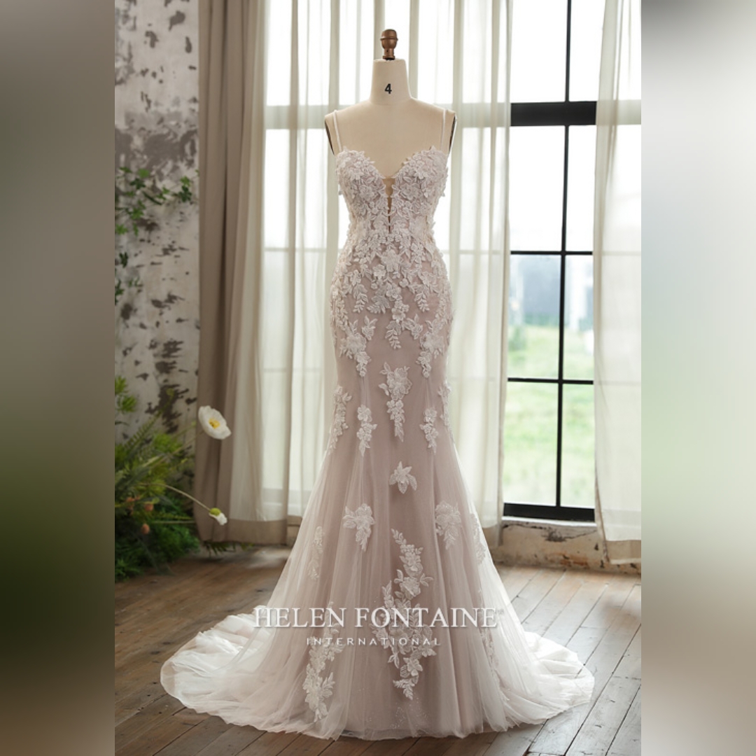 BRIDAL GOWN WITH DETACHABLE BEADED SPAGHETTIS