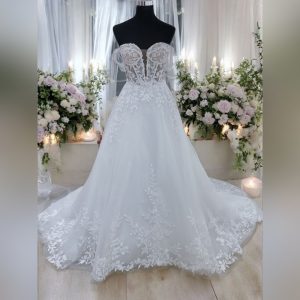 A-Line Lace Bodice Wedding Dress
