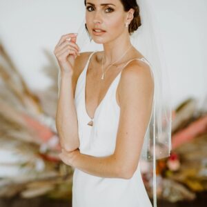 Elbow Length Pearl Beaded Veil - One Tier