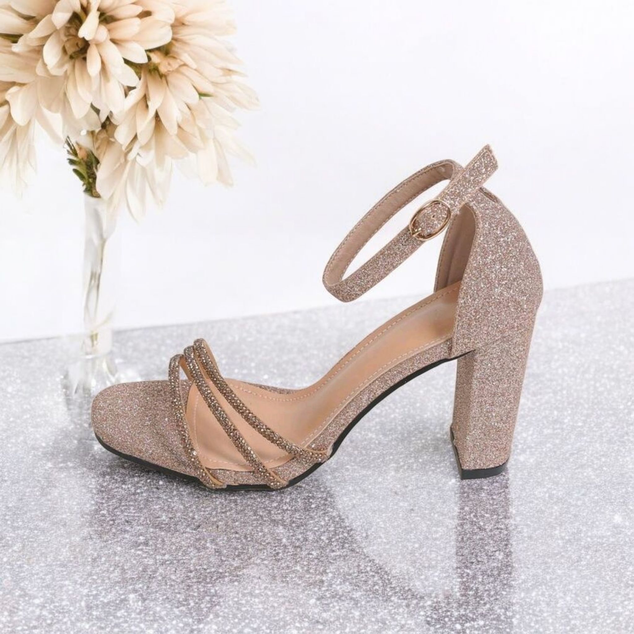 Rosegold Glitter Square toe Heel - Image 2