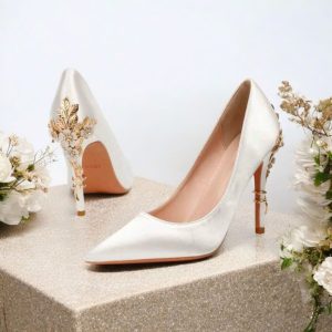 Bridal White Satin Stilettos