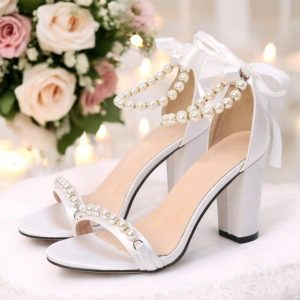Bridal Satin Peal Decor Heel